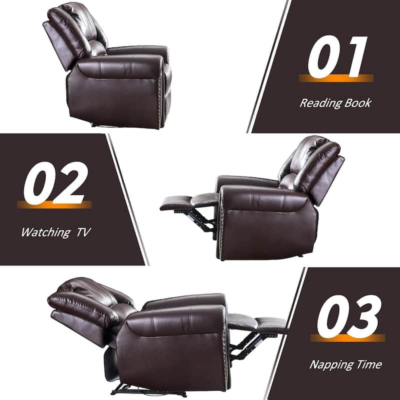 Classic and Traditional Manual Recliner Chair with Comfortable Arms and Back
