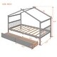 preview thumbnail 15 of 21, Twin Size Wooden House-Shaped Bed with Built-In Drawers for Creative and Organized Kids' Bedrooms