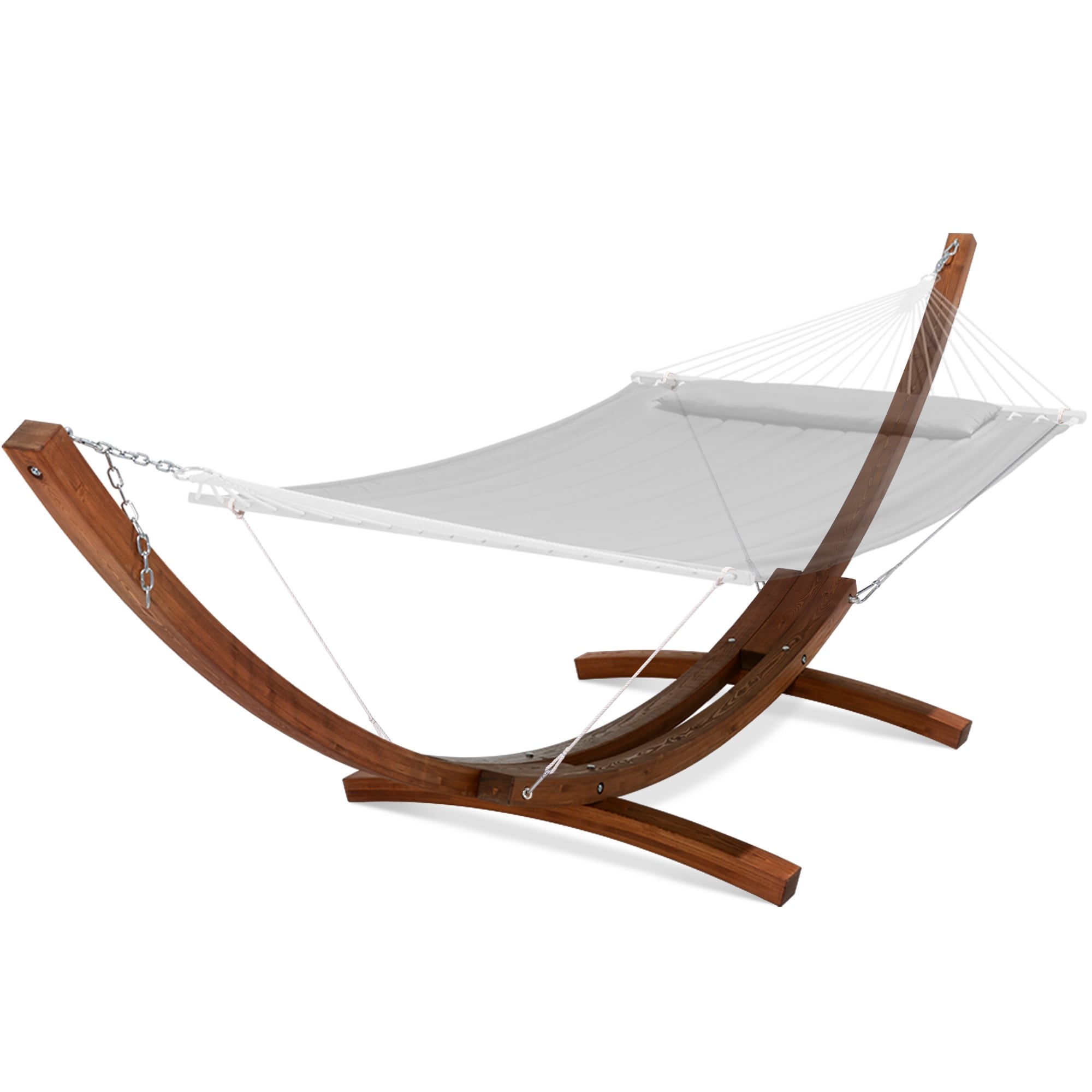 Wooden Hammock Stand Only, Heavy Duty Larch Wood Hammock Stand with Chains and Carabiners, 475 lbs Capacity