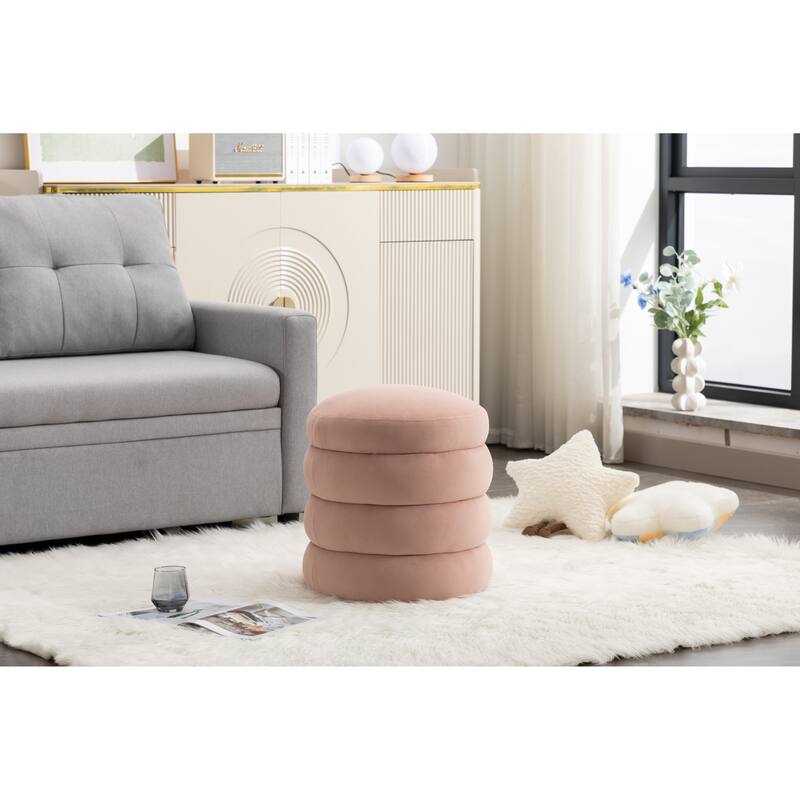 Velvet Round Footrest Ottoman