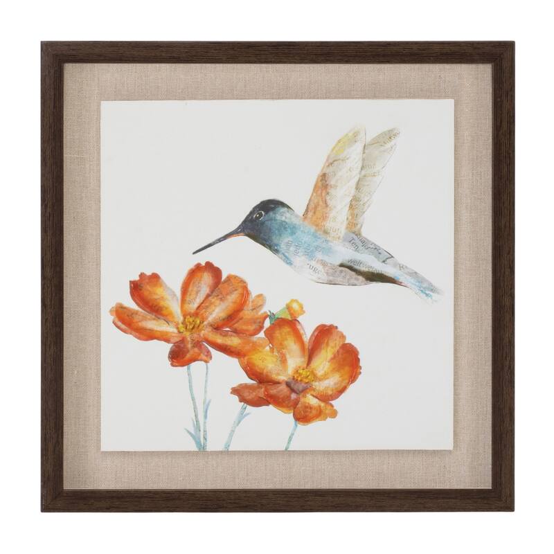 Framed Hummingbird Floral Print (Set of 2)