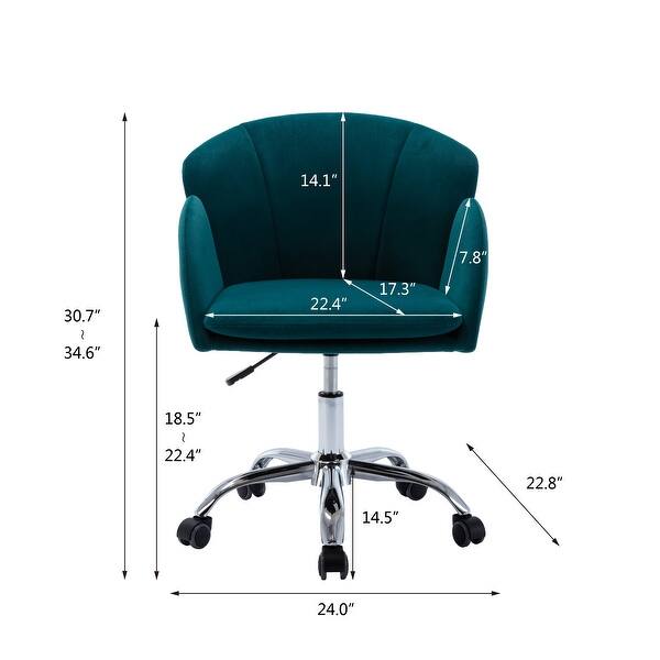 dimension image slide 1 of 4, Modern Swivel Office Chair with Casters, Adjustable Lift Height, Teal