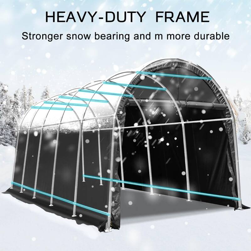 EROMMY Portable Garage, Heavy Duty Carport with All-Steel Metal Frame and Round Style Roof