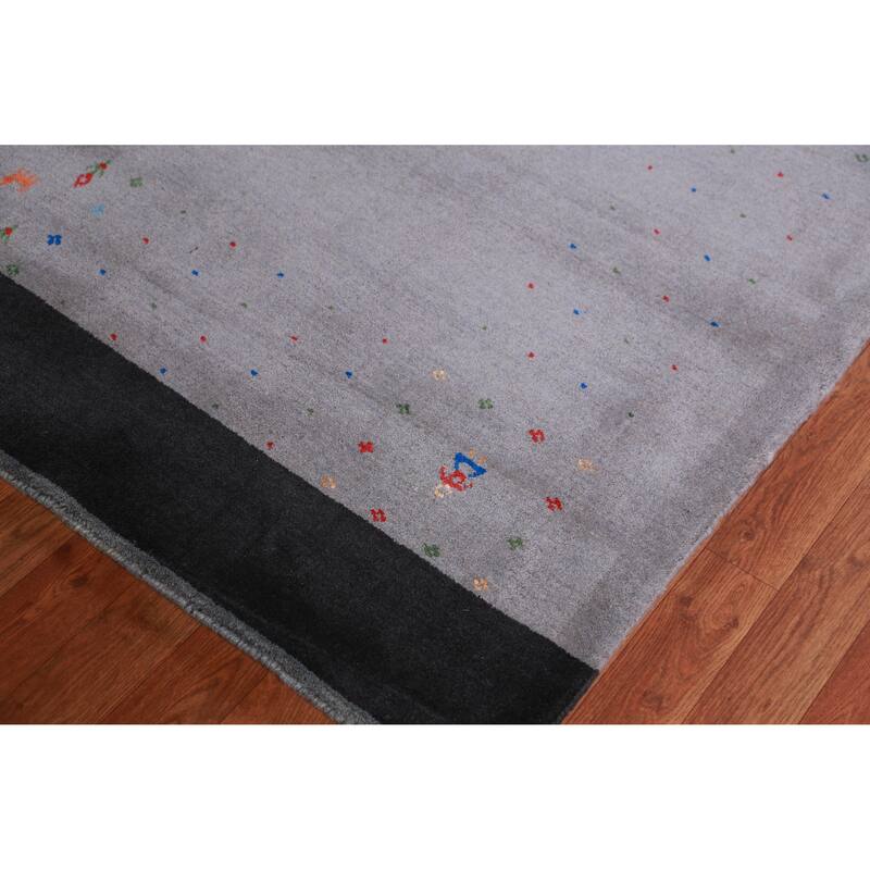 Hand Knotted Oriental 100% Wool Carpet Tribal Tribal Greys & Charcoal Gabbeh Area Rug - 11' 10'' X 9' 2''