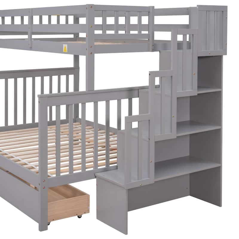 Bunk Bed with 2 Drawers and Staircases