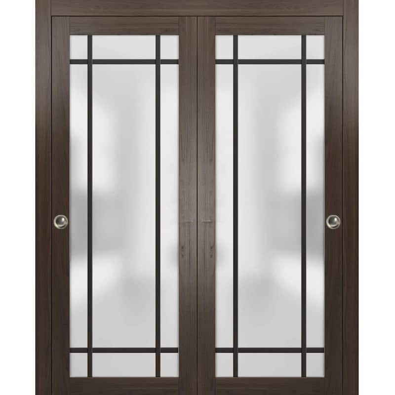 Barn Bypass Doors 84 x 80 Planum 2112 Chocolate Ash Sturdy 8ft - Grey - 56" x 96" ( 2* 28x96)