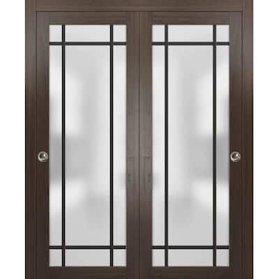 Bypass Doors 64 x 80 Planum 2112 Chocolate Ash Sturdy Rails