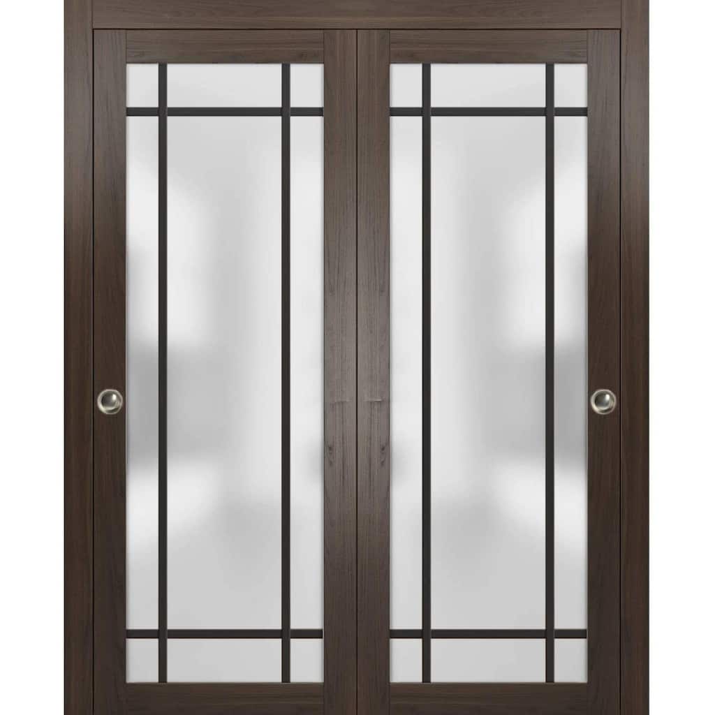 Bypass Doors 64 x 80 Planum 2112 Chocolate Ash Sturdy Rails