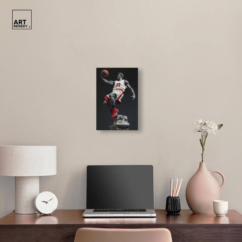 Basketball White Uniform Canvas by Art Remedy, Gallery Wrapped