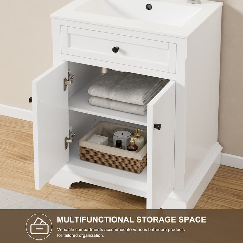 Retro Bathroom Vanity W/ Drop in Sink Combo Cabinet Set