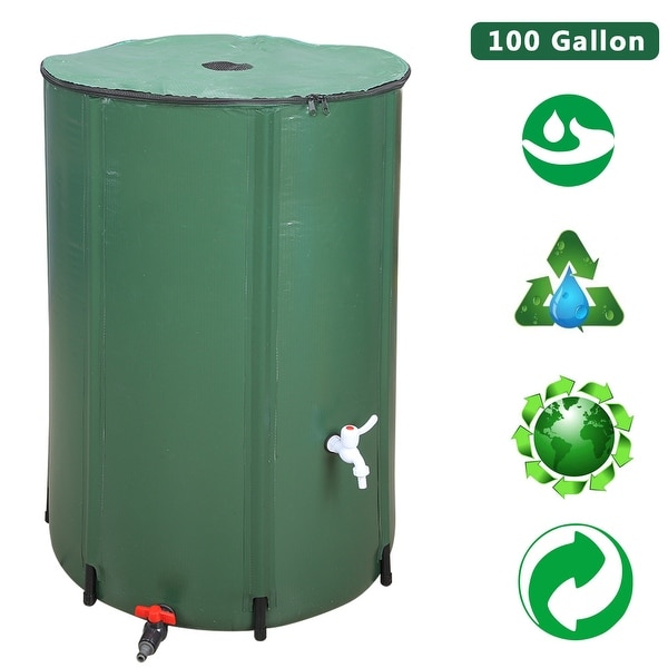 100 Gallon Portable Rain Barrel Water Collector Tank w /Spigot Filter 66 50 