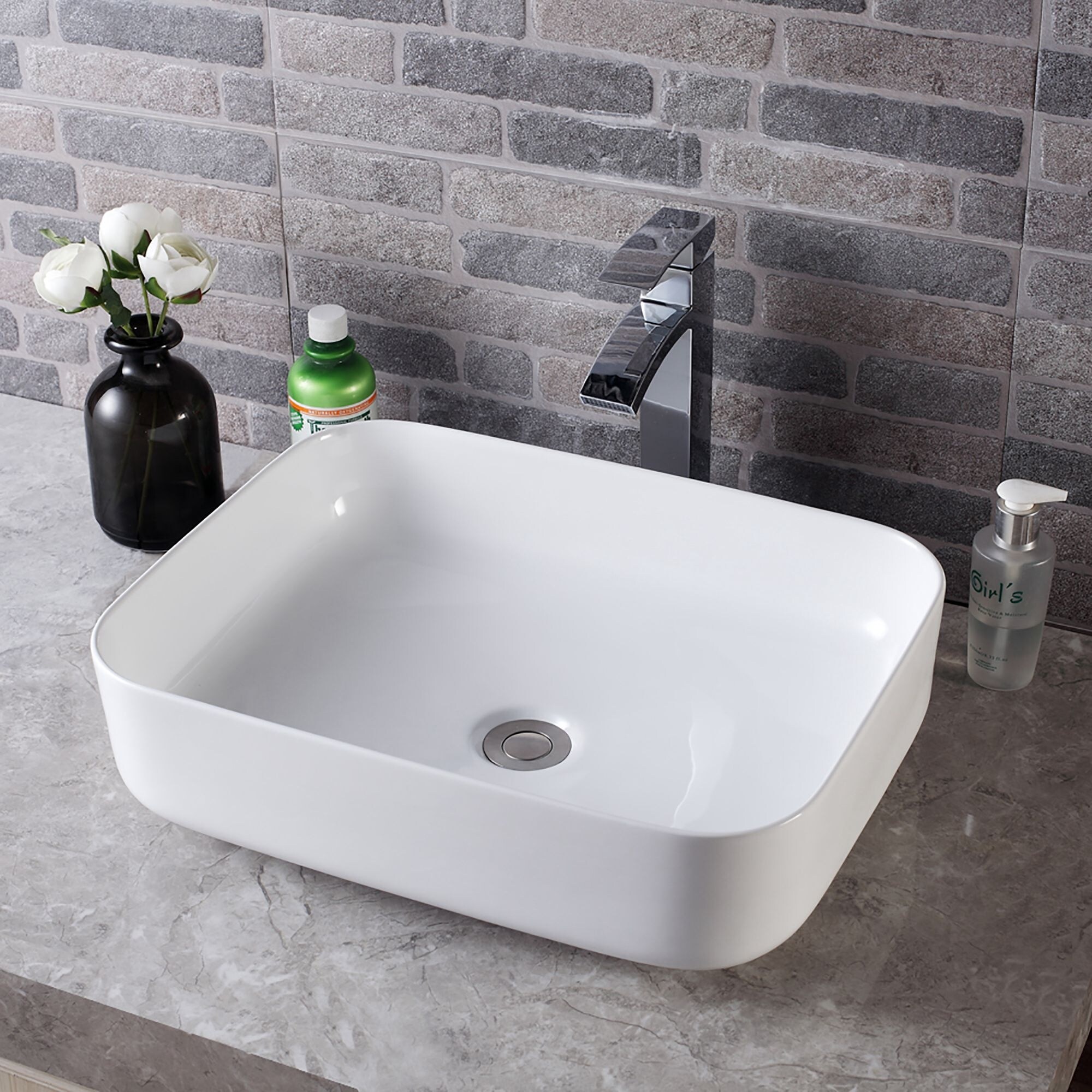 Shop White Rectangular Vessel Bathroom Sink Overstock 31636422