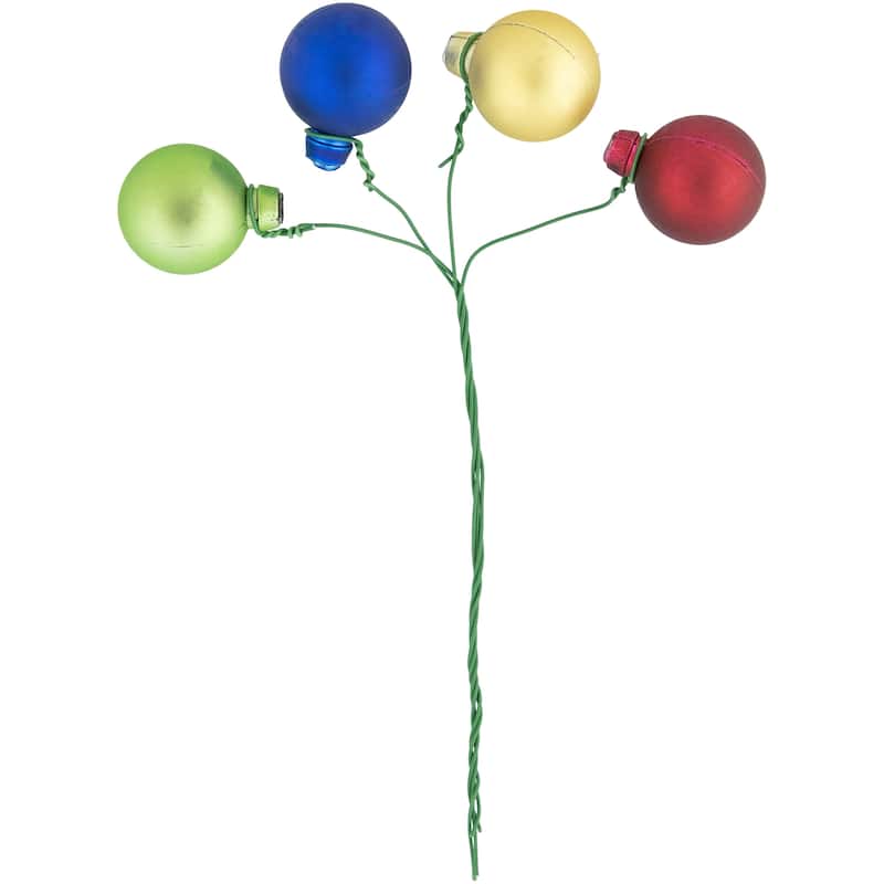 Shatterproof Ball Ornament Christmas Pick - 6.75" - Multicolor