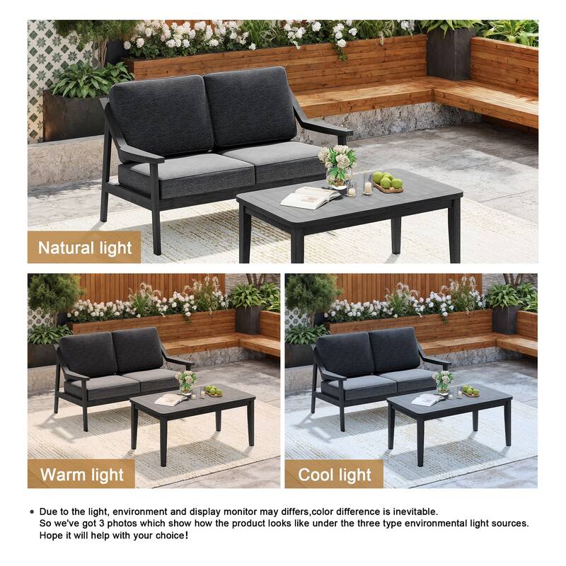 Outdoor Patio Wood Bistro Set/Loveseat Set