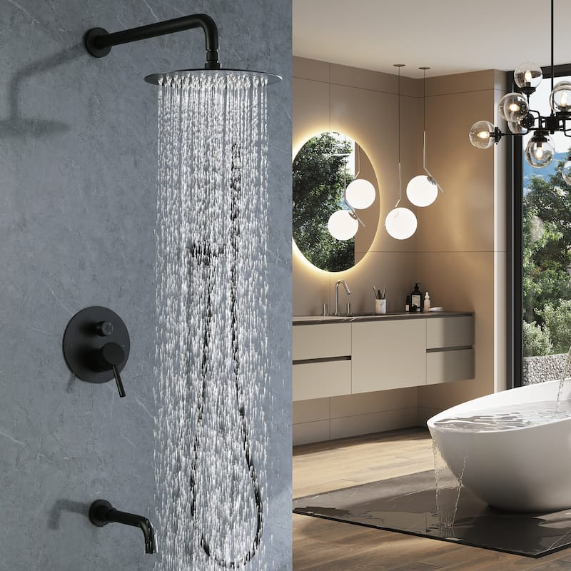Complete Pressure Balanced Rain Shower System with Tub Spout