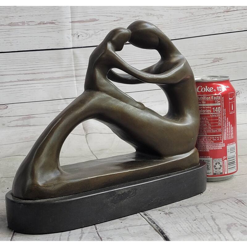 Signed Abstract Modern Art Nursery Decor Mother Child Love Bronze Sculpture By Milo