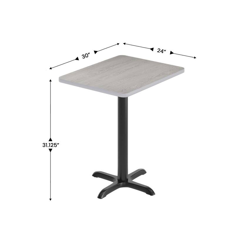 24'' x 30'' Rectangular Laminate Table Top with 22'' x 22'' Table Height Base - 24"W x 30"D x 31.125"H