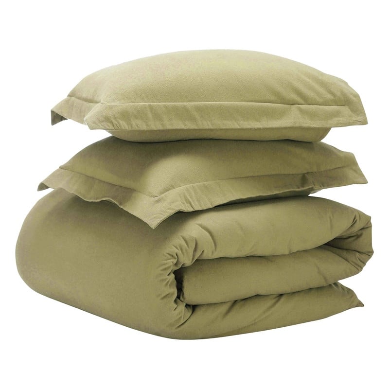 Blue Nile Mills Solid Flannel Cotton Duvet Cover Set