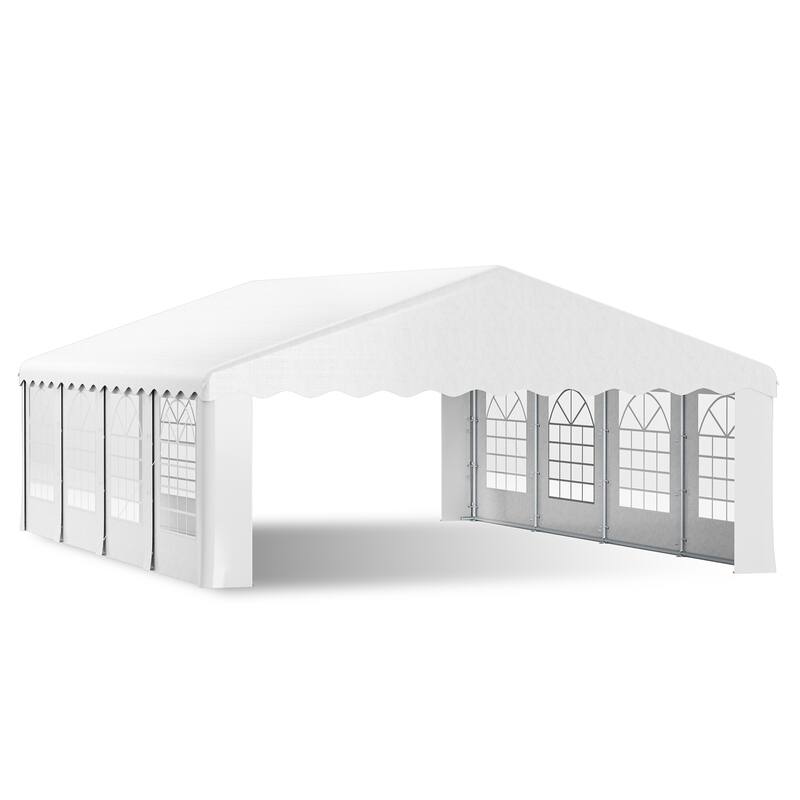 Durable Party Tent Gazebo for Events, Weddings, and BBQs - Includes Removable Sidewalls with Windows & Storage Bags, White