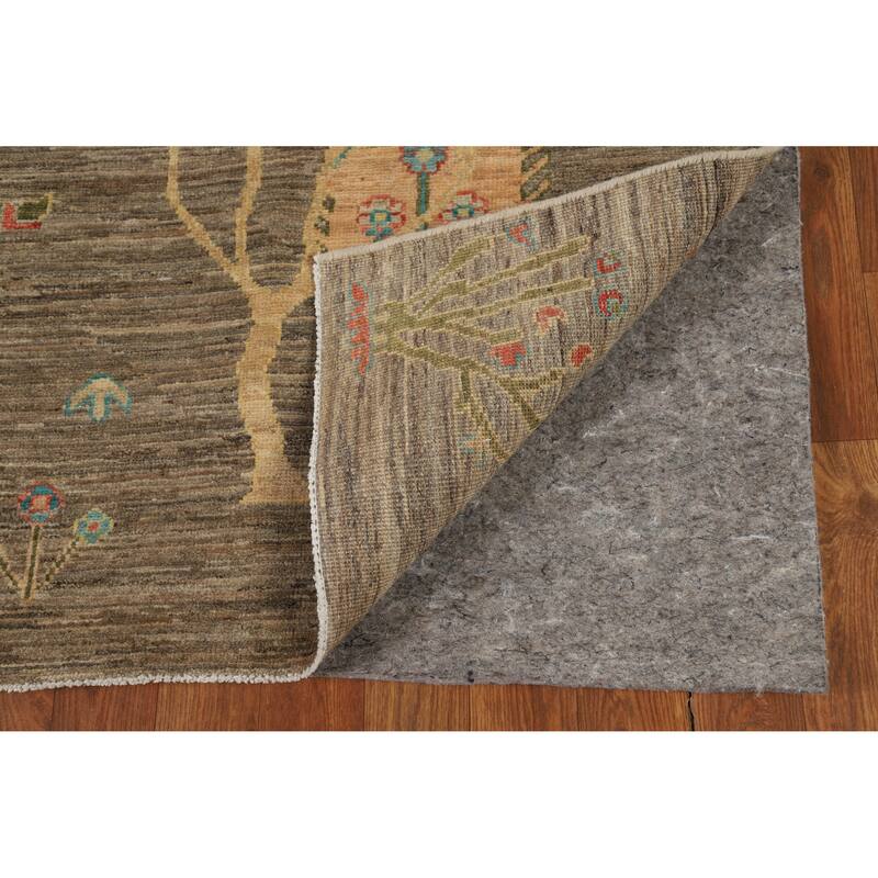 Hand Knotted Oriental 100% Wool Carpet Transitional Floral Brown Oushak Area Rug - 8' 11'' X 6' 1''