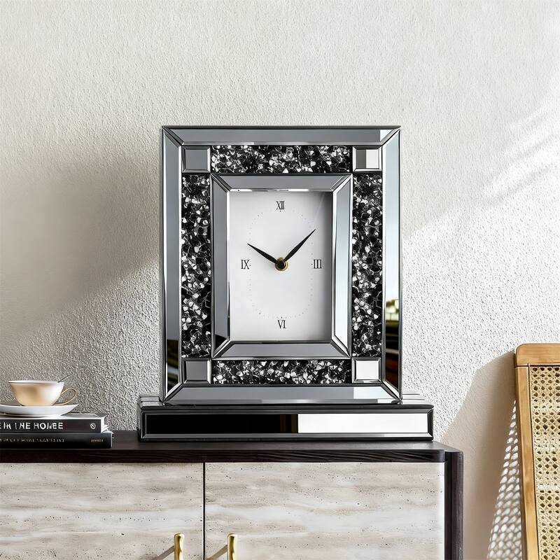 Mirrored Crushed Diamond Table Clock