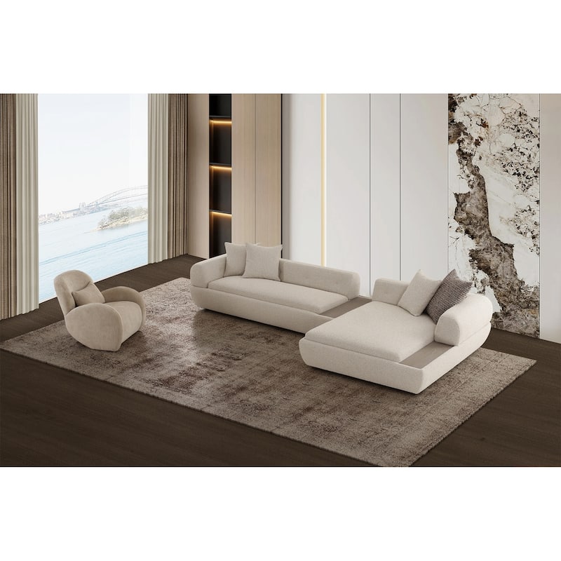 Pasargad Home Amara Beige Sectional Sofa 2 Pieces - W148"xD57"xH26"
