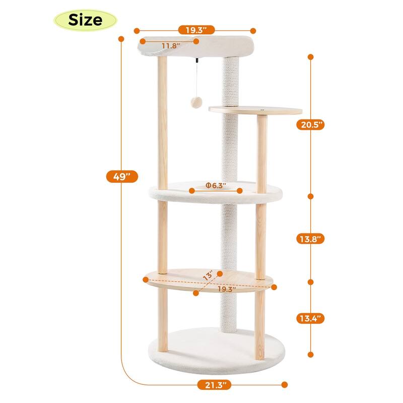 Indoor 5-Level Cat Tree Cat Tower with Scratching Posts
