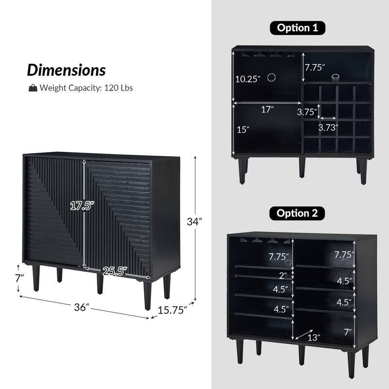 Alfred 34"Tall 2-Door Modern Multifunction Accent Cabinet with Adjustable Shelves by HULALA HOME - N/A