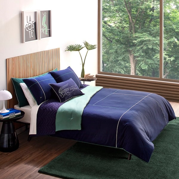 slide 2 of 9, Lacoste Court Lines 100% Cotton Sateen Comforter Set King