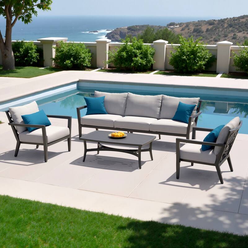 Venetia 4 Piece Sunbrella Outdoor Patio Seating Set