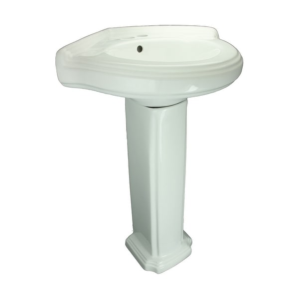 Small Corner Bathroom White Pedestal Sink Vitreous China