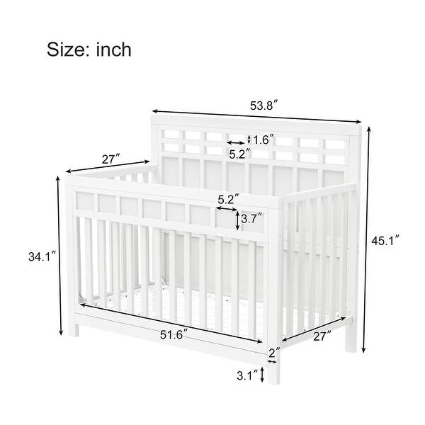 dimension image slide 3 of 6, Certified Baby Safe Crib, Pine Solid Wood, Non-Toxic Finish, JPMA Certified