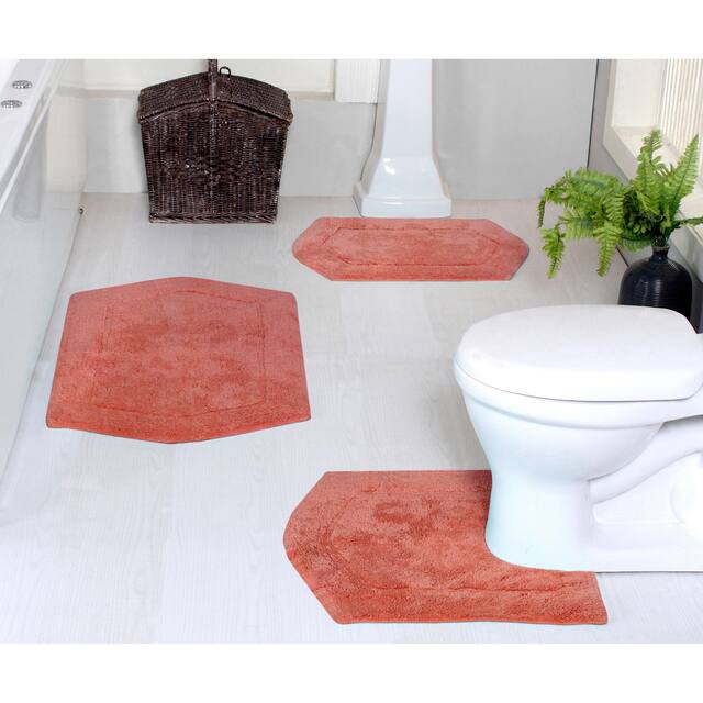 Home Weavers Waterford Collection Genuine Absorbent Cotton 3-Piece Bath Rug Set 17"x24", 21"x34", 20"x20"