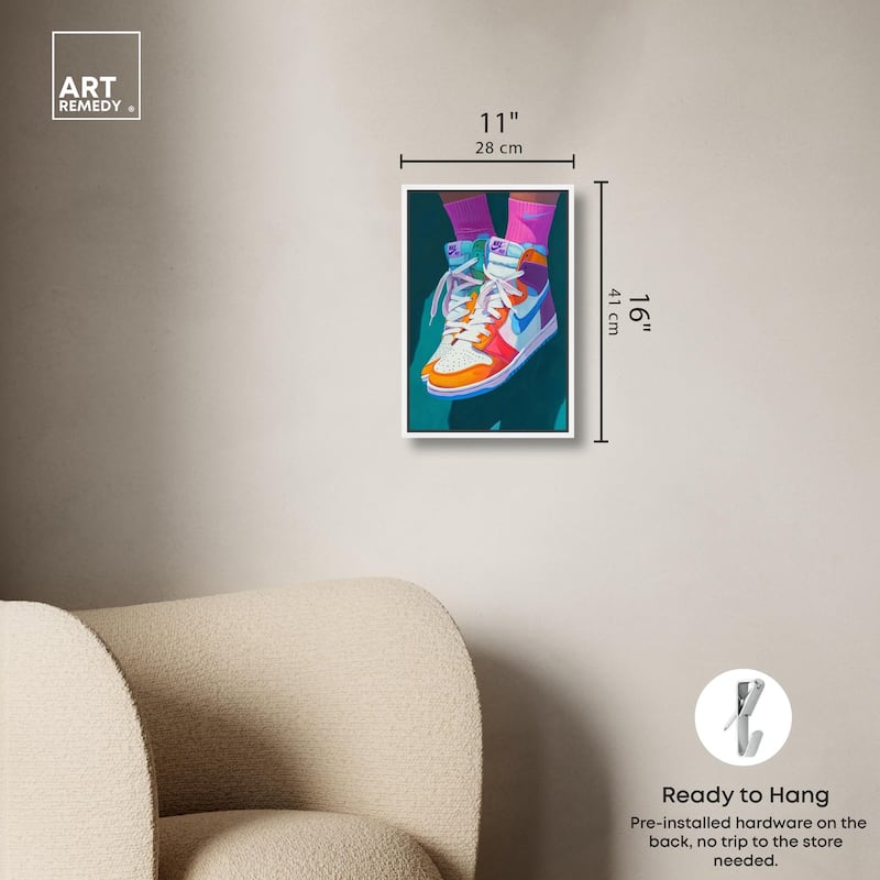 Colorful Sneaker Jump Canvas by Art Remedy