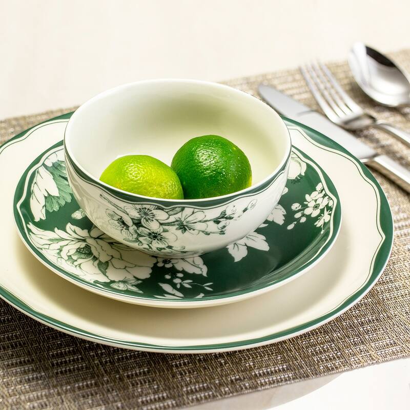 Brittany 12-Piece Sage Porcelain Dinnerware Set (Service for 4)