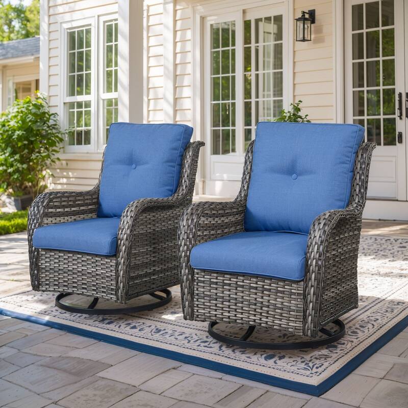 Outside Glider Chair with Cushion Grey-Blue - Grey - Grey - Blue