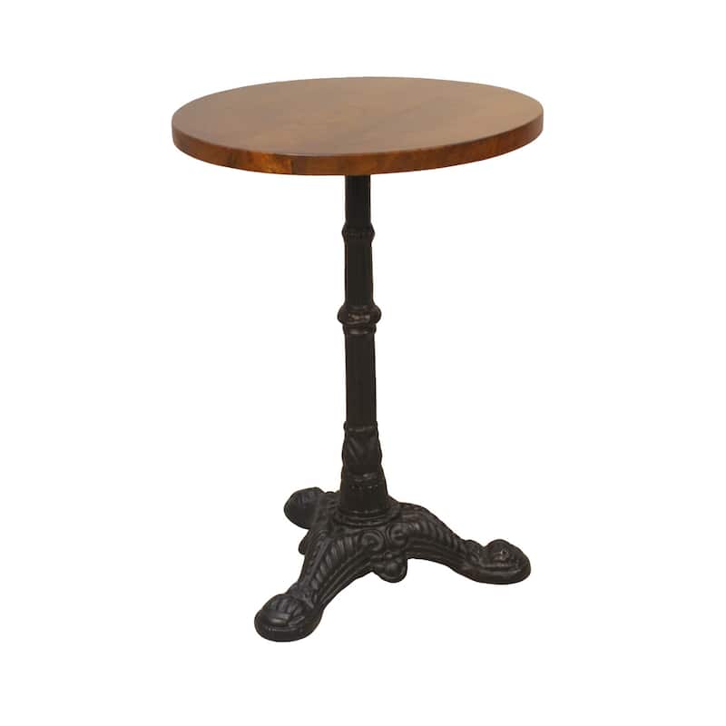 HomeRoots 28" Black And Wood Brown Solid Wood And Iron Round End Table - 28