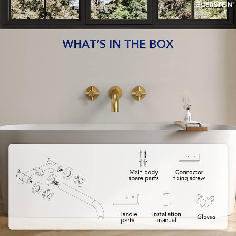 Double Handle Wall Mounted Tub Filler High Flow Tub Faucet Trim