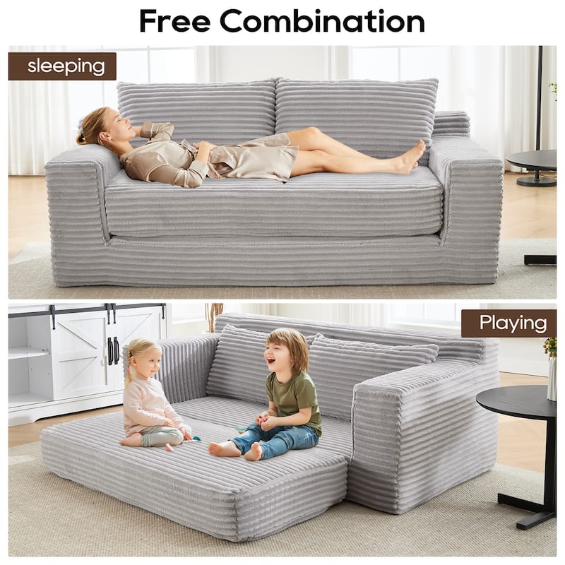 70.87'' W Corduroy Fabric Loveseat Sleeper Sofa with Memory Foam & Steel Frame