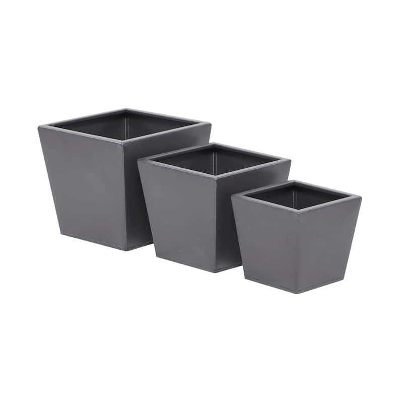 White Metal Modern Planter (Set of 3) - S/3 7", 11", 5"H