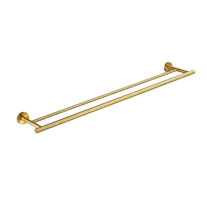 23.6” Stainless Steel Gold Towel Holder with Double Bar for Bathroom Kitchen Laundry Room Use - 23.6”L x 5”W