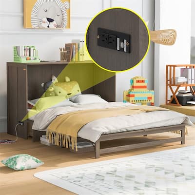 Merax Queen Size Murphy Bed with Built-In Charging Station