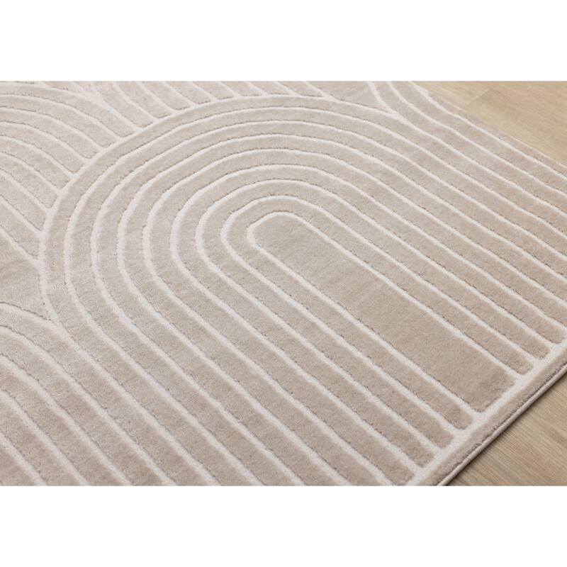 Leopold Collection - Neutral Cream Beige Modern Arches Area Rug