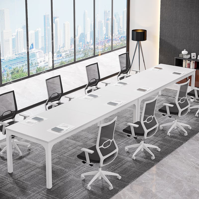 6.5FT Conference Meeting Seminar Business Table Set for 8-12 Person (Set of 2) - White