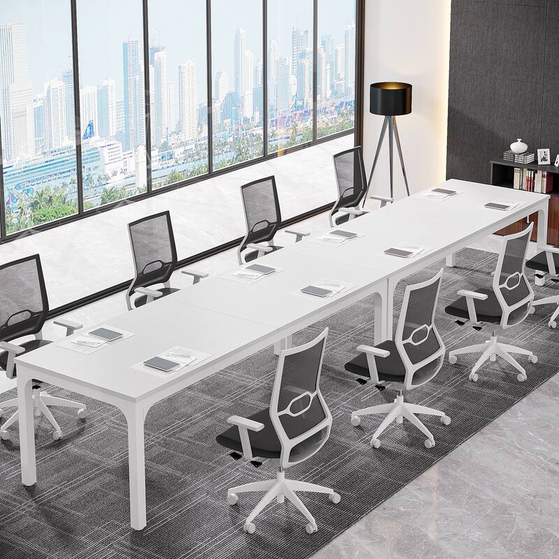Modern Office 13FT Conference Table Set of 6, Large Rectangle Meeting Table, 78.74-Inch Long Business Seminar Table
