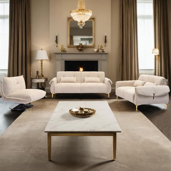 slide 2 of 28, Modern 6-seater Upholstered Sofa Couch for Living Room (You can choose a whole set or a single piece) One Set - Beige