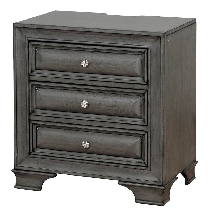 Gray 3 Drawer 26 in. W Nightstand with Sturdy Hardware and Ample Storage