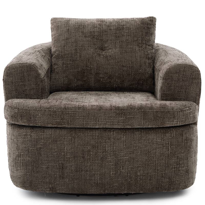 360°Swivel Sofa Chair Accent Barrel Chair 36.6" Swivel Round Chair with Dual-layer Cushion Design