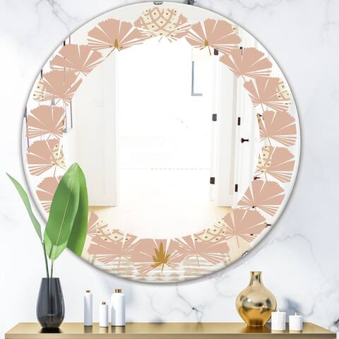 Designart 'Pineapple Summer Bliss VII' Printed Modern Round or Oval Wall Mirror - Leaves