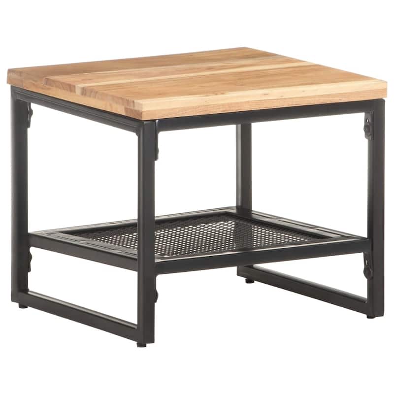 vidaXL Side Table 15.7"x15.7"x13.8" Solid Acacia Wood - 15.7" x 15.7" x 13.8"